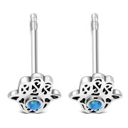 6pairs, Hamsa Stud Silver Earrings set w Synthetic Opal, e327